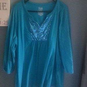 Basic editions womans top turquoise 1X